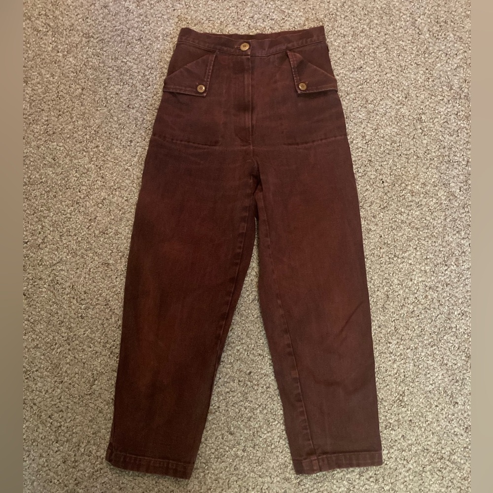 Ilana Kohn Huxie Pants Burgundy Cotton size 6